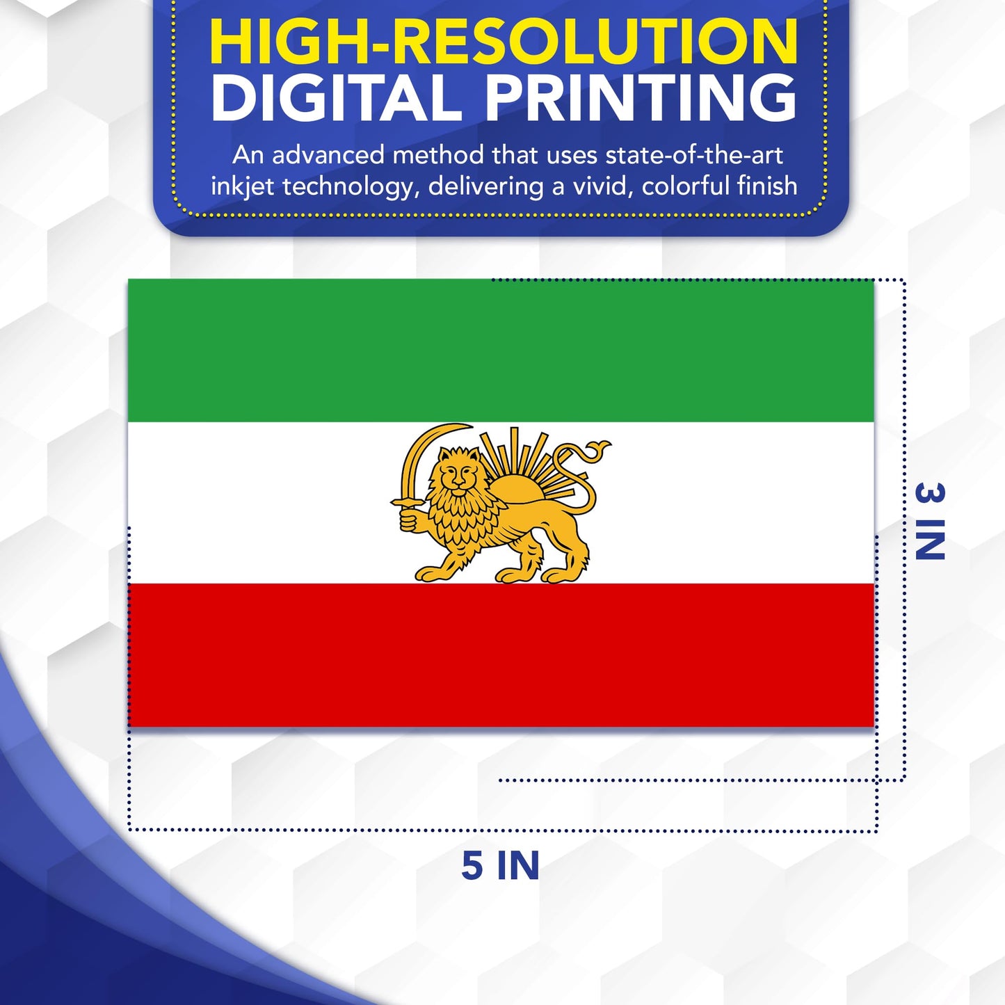 Magnet Me Up Iran Lion Flag Car Magnet 3x5 Inch, Pre Revolution Lion and Sun Persian Flag Bumper Magnet, Weatherproof Full-Color Magnetic Decal for Car, Trucks & SUV Fridge Accessory, Made in USA