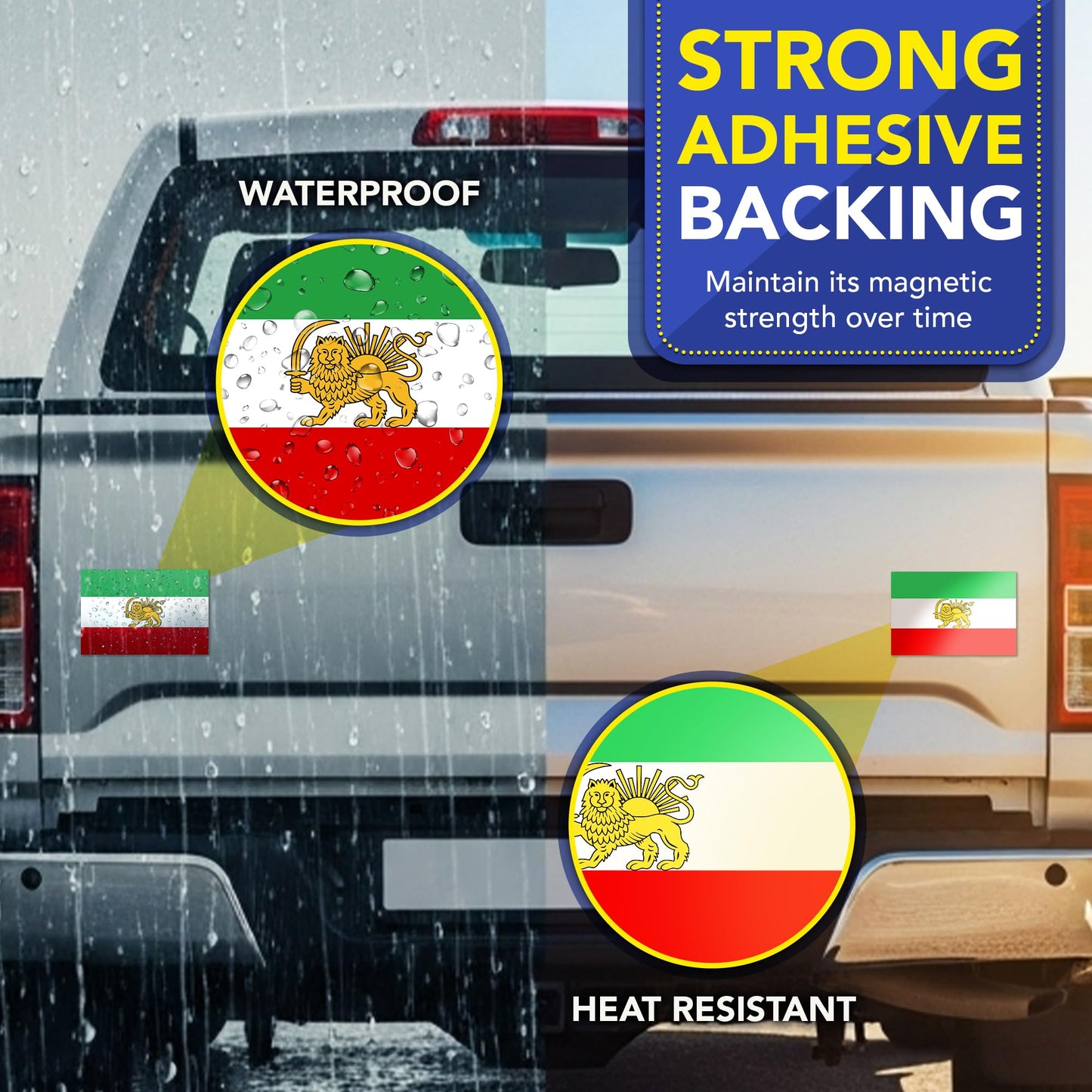 Magnet Me Up Iran Lion Flag Car Magnet 4x6 Inch, Pre Revolution Lion and Sun Persian Flag Bumper Magnet, Weatherproof Full-Color Magnetic Decal for Car, Trucks & SUV Fridge Accessory, Made in USA