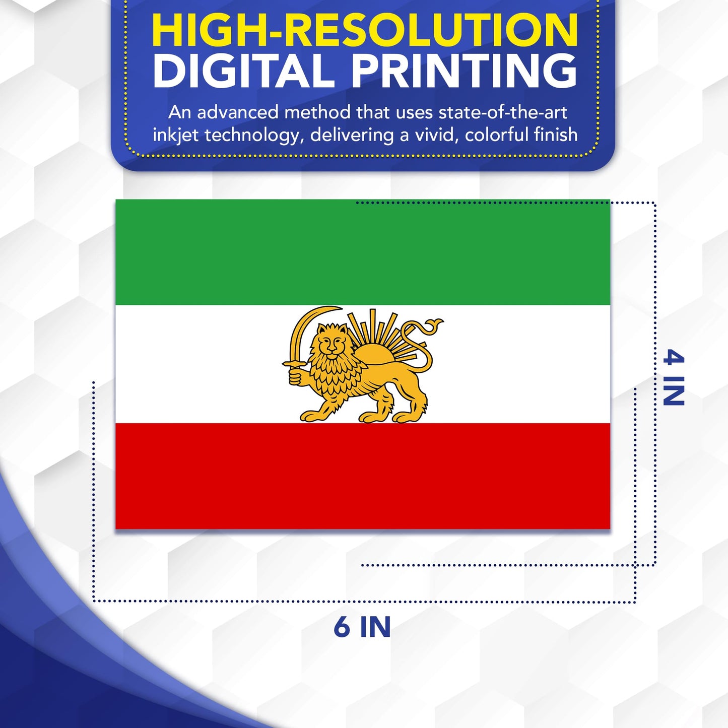 Magnet Me Up Iran Lion Flag Car Magnet 4x6 Inch, Pre Revolution Lion and Sun Persian Flag Bumper Magnet, Weatherproof Full-Color Magnetic Decal for Car, Trucks & SUV Fridge Accessory, Made in USA