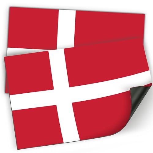 Magnet Me Up Denmark Flag Car Magnet 3x5 Inches, 2 Pack, Danish National Flag Magnetic Decal for Cars, Trucks, and SUVs, Weatherproof & UV Resistant Vinyl, Made in USA, Show Pride, Danish Cross