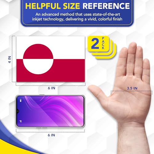 Magnet Me Up Greenland Flag Car Magnet - 4x6 Inch, Magnetic Decal for Vehicles, Trucks, and Mailboxes - Weatherproof & UV Resistant National Flag of Greenland, Kalaallit Nunaat, 2 Pack, Made in USA