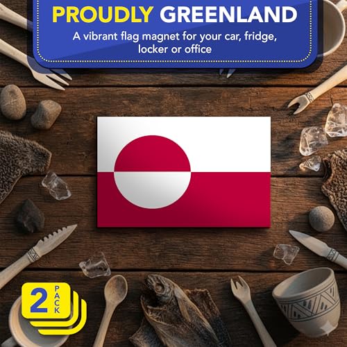Magnet Me Up Greenland Flag Car Magnet - 4x6 Inch, Magnetic Decal for Vehicles, Trucks, and Mailboxes - Weatherproof & UV Resistant National Flag of Greenland, Kalaallit Nunaat, 2 Pack, Made in USA