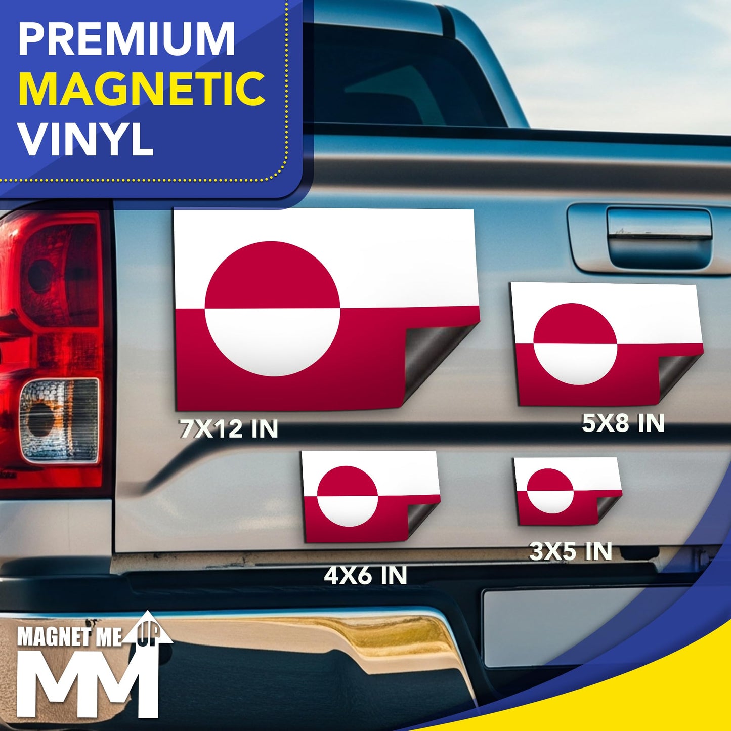 Magnet Me Up Greenland Flag Car Magnet - 3x5 Inch, Magnetic Decal for Vehicles, Trucks, and Mailboxes - Weatherproof & UV Resistant National Flag of Greenland, Kalaallit Nunaat, Made in USA