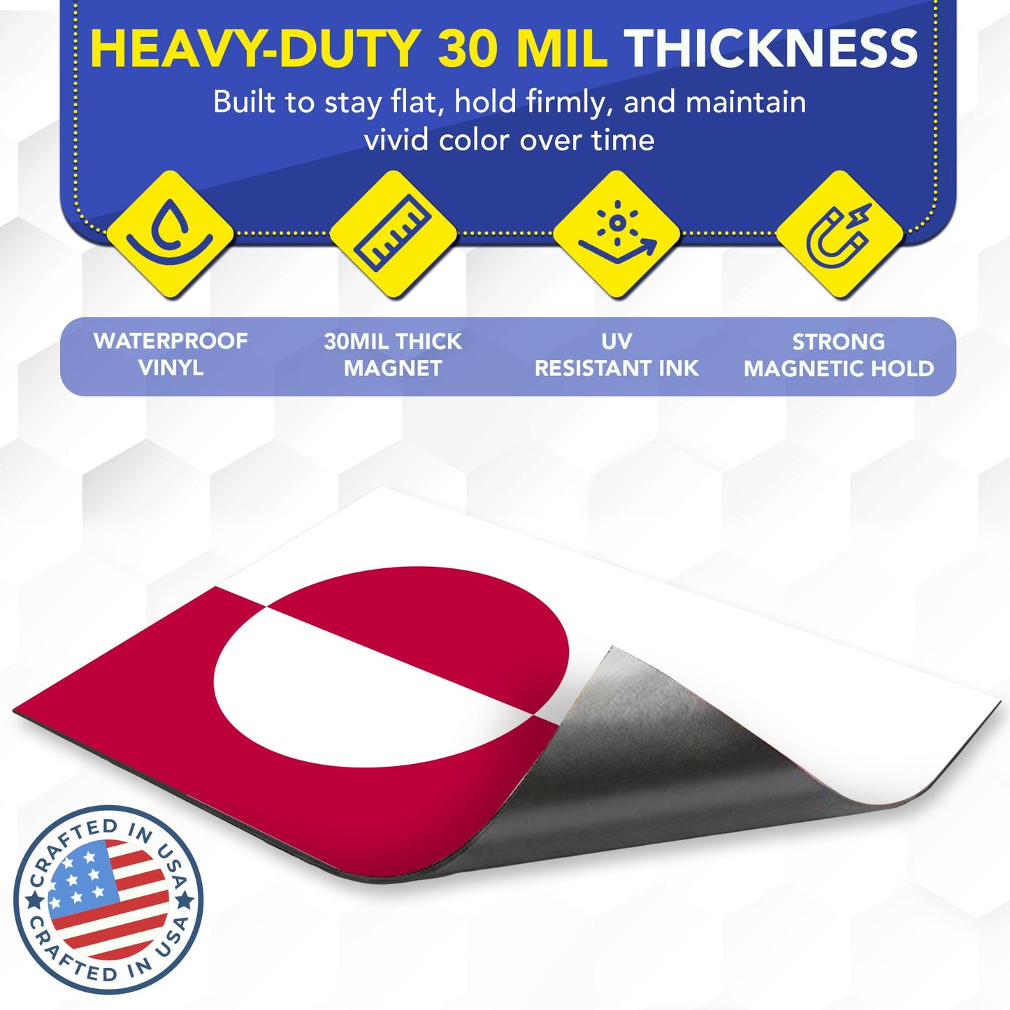 Magnet Me Up Greenland Flag Car Magnet - 3x5 Inch, Magnetic Decal for Vehicles, Trucks, and Mailboxes - Weatherproof & UV Resistant National Flag of Greenland, Kalaallit Nunaat, Made in USA