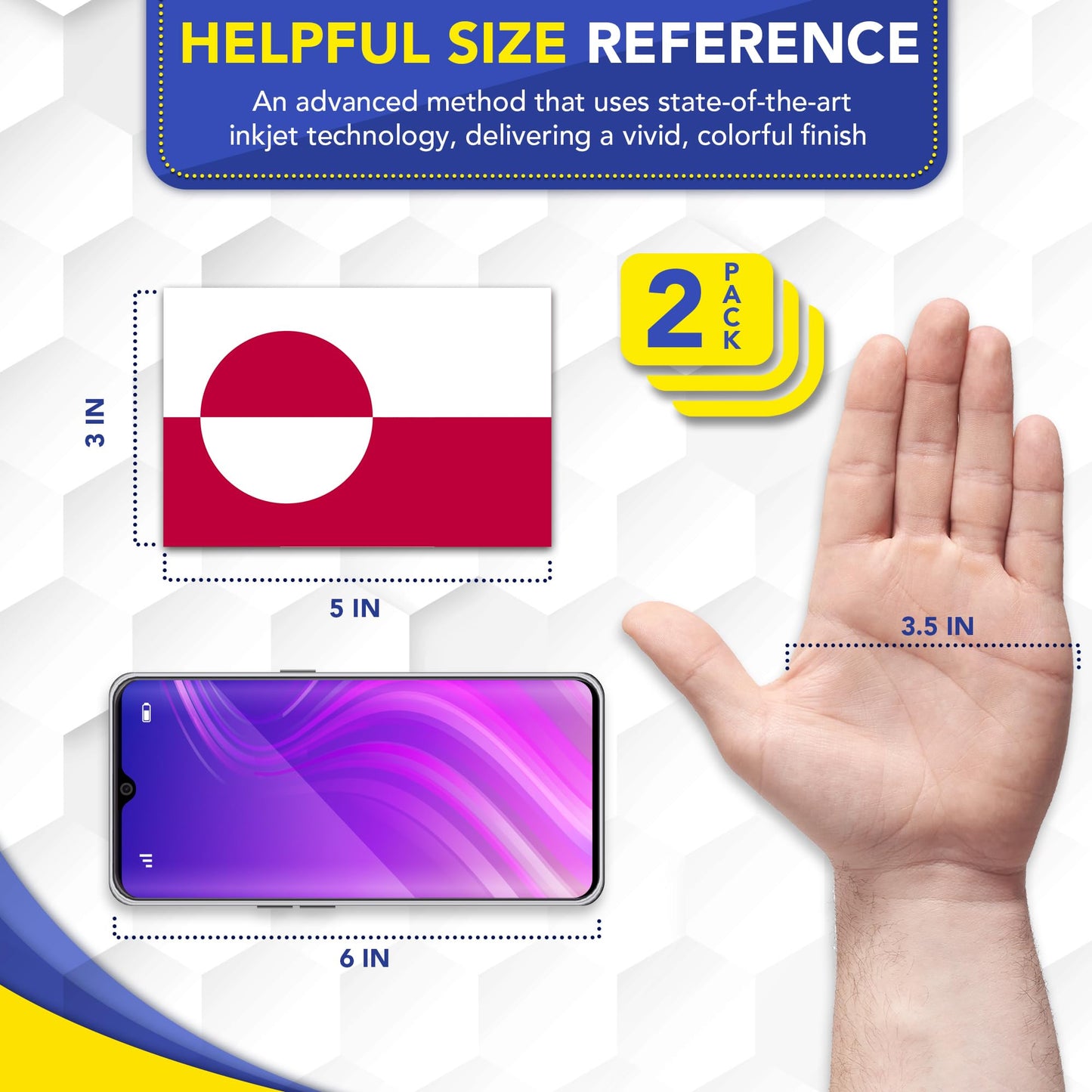 Magnet Me Up Greenland Flag Car Magnet - 3x5 Inch, Magnetic Decal for Vehicles, Trucks, and Mailboxes - Weatherproof & UV Resistant National Flag of Greenland, Kalaallit Nunaat, 2 Pack, Made in USA