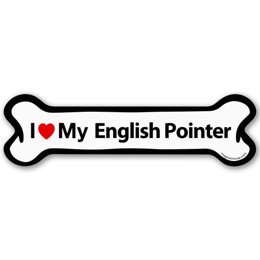Magnet Me Up I Love My English Pointer Dog Car Magnet - 2x7 Inches, Bone-Shape Magnetic Decal for Lover Gift, for Cars, Truck, SUV & Fridge, Weatherproof, UV-Printed Full Color Vinyl Made in USA