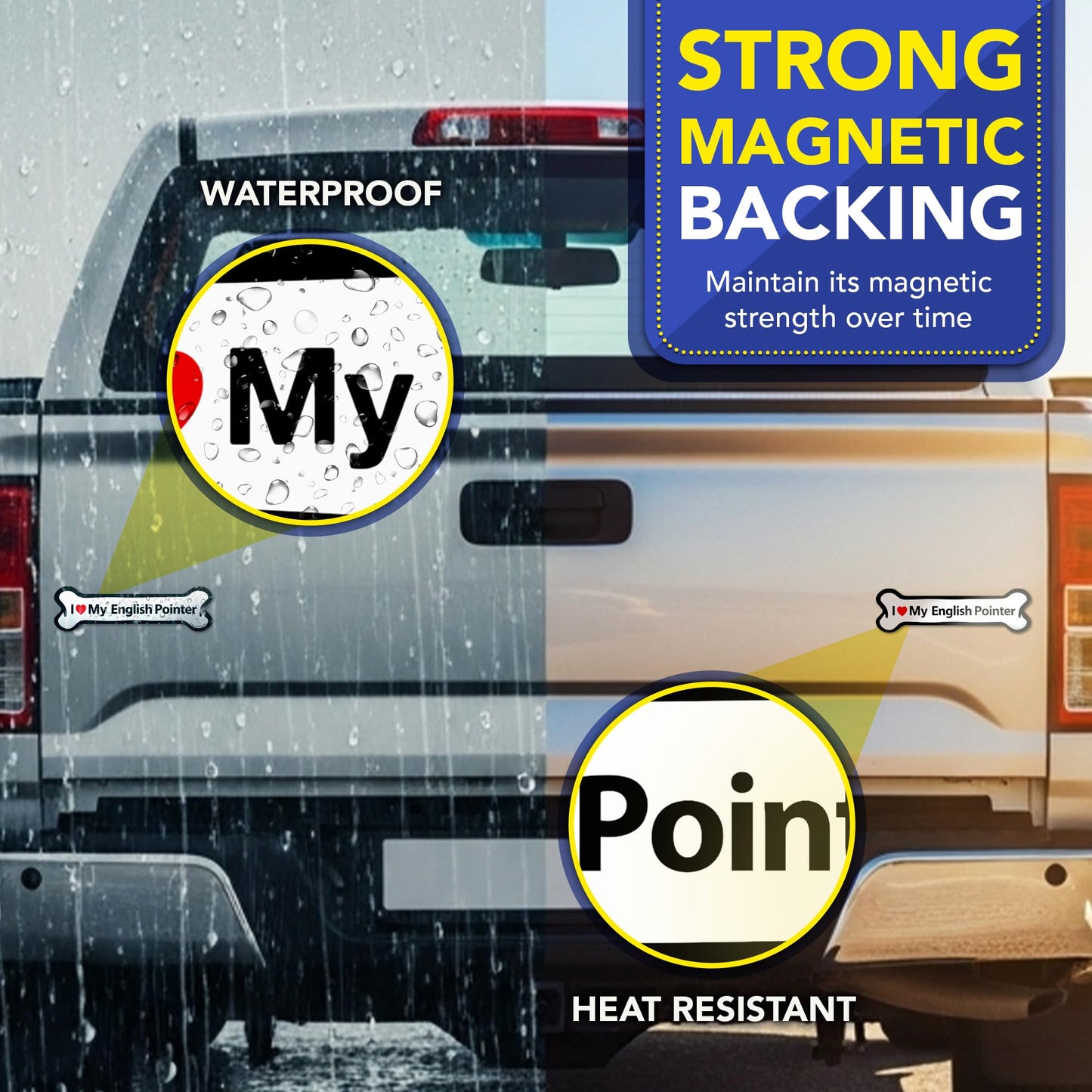 Magnet Me Up I Love My English Pointer Dog Car Magnet - 2x7 Inches, Bone-Shape Magnetic Decal for Lover Gift, for Cars, Truck, SUV & Fridge, Weatherproof, UV-Printed Full Color Vinyl Made in USA