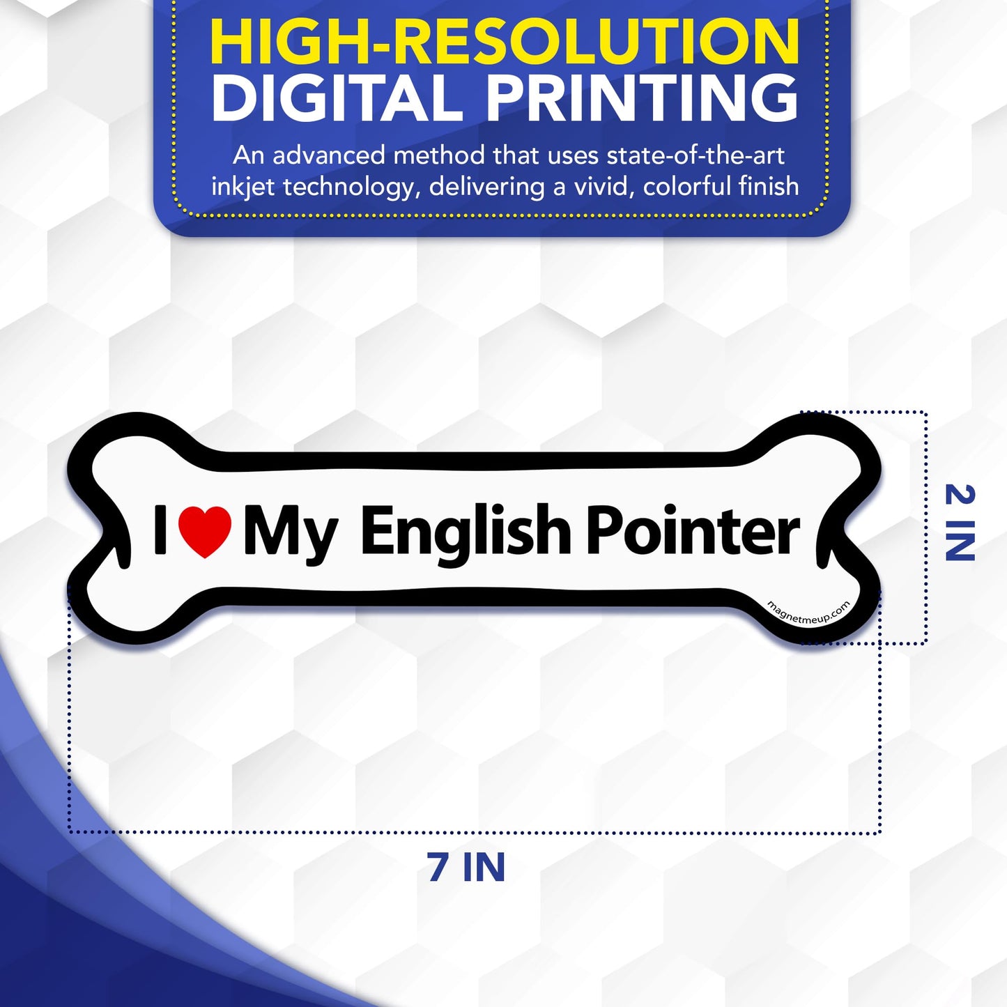 Magnet Me Up I Love My English Pointer Dog Car Magnet - 2x7 Inches, Bone-Shape Magnetic Decal for Lover Gift, for Cars, Truck, SUV & Fridge, Weatherproof, UV-Printed Full Color Vinyl Made in USA