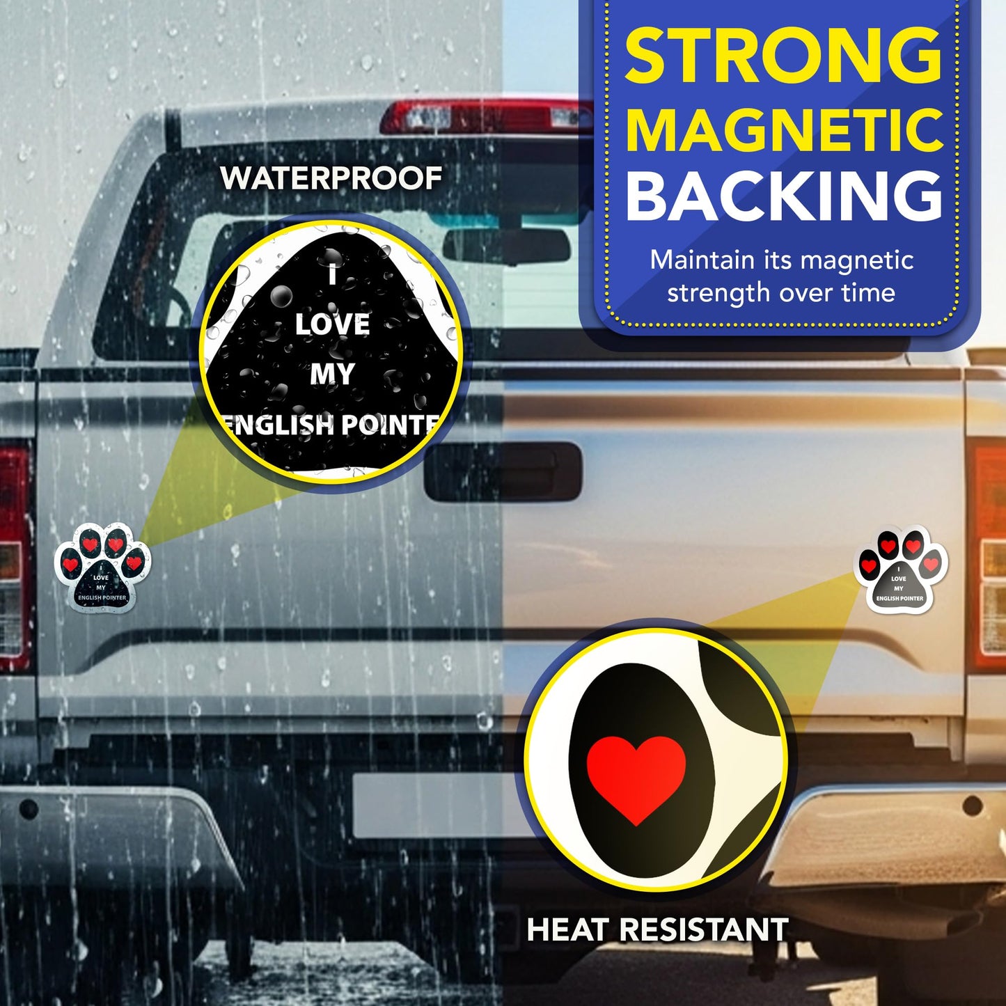Magnet Me Up I Love My English Pointer Dog Car Magnet - 5x5 Inches, Pawprint Shape Magnetic Decal for Lover Gift, for Cars, Truck, SUV & Fridge, Weatherproof, UV-Printed Full Color Vinyl Made in USA