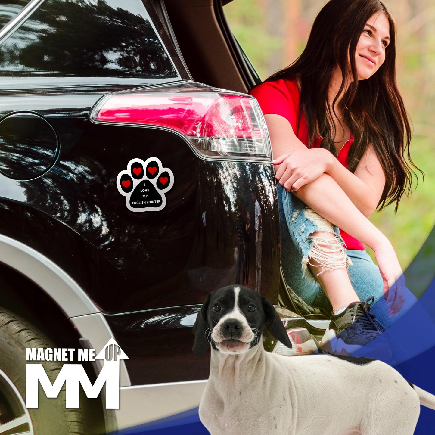 Magnet Me Up I Love My English Pointer Dog Car Magnet - 5x5 Inches, Pawprint Shape Magnetic Decal for Lover Gift, for Cars, Truck, SUV & Fridge, Weatherproof, UV-Printed Full Color Vinyl Made in USA