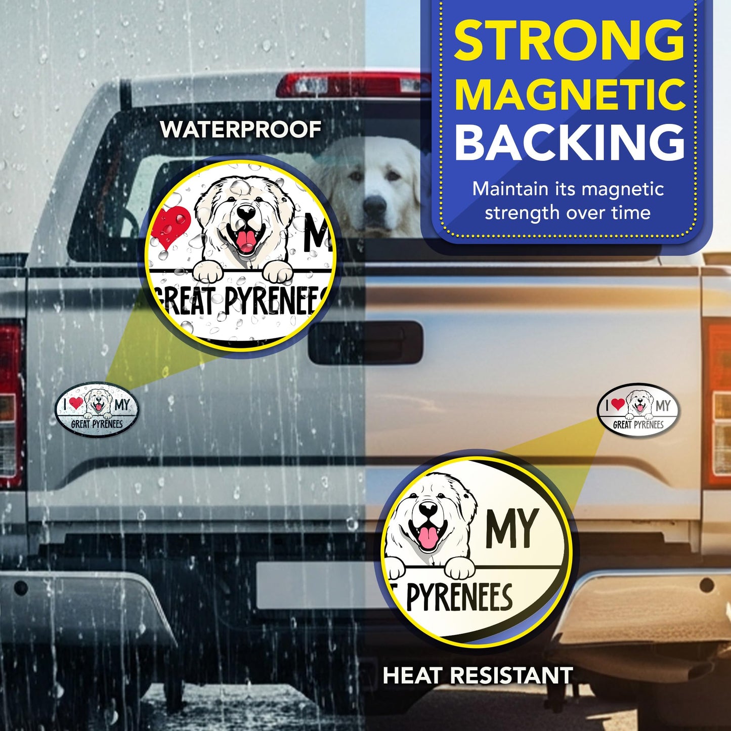 Magnet Me Up I Love My Great Pyrenees Oval Shape 4x6 Inches Car Magnet, Ideal Gift for Dog Lovers, Weatherproof Magnetic Decal for Cars, Trucks and SUVs, UV Printed Full-Color Made in USA