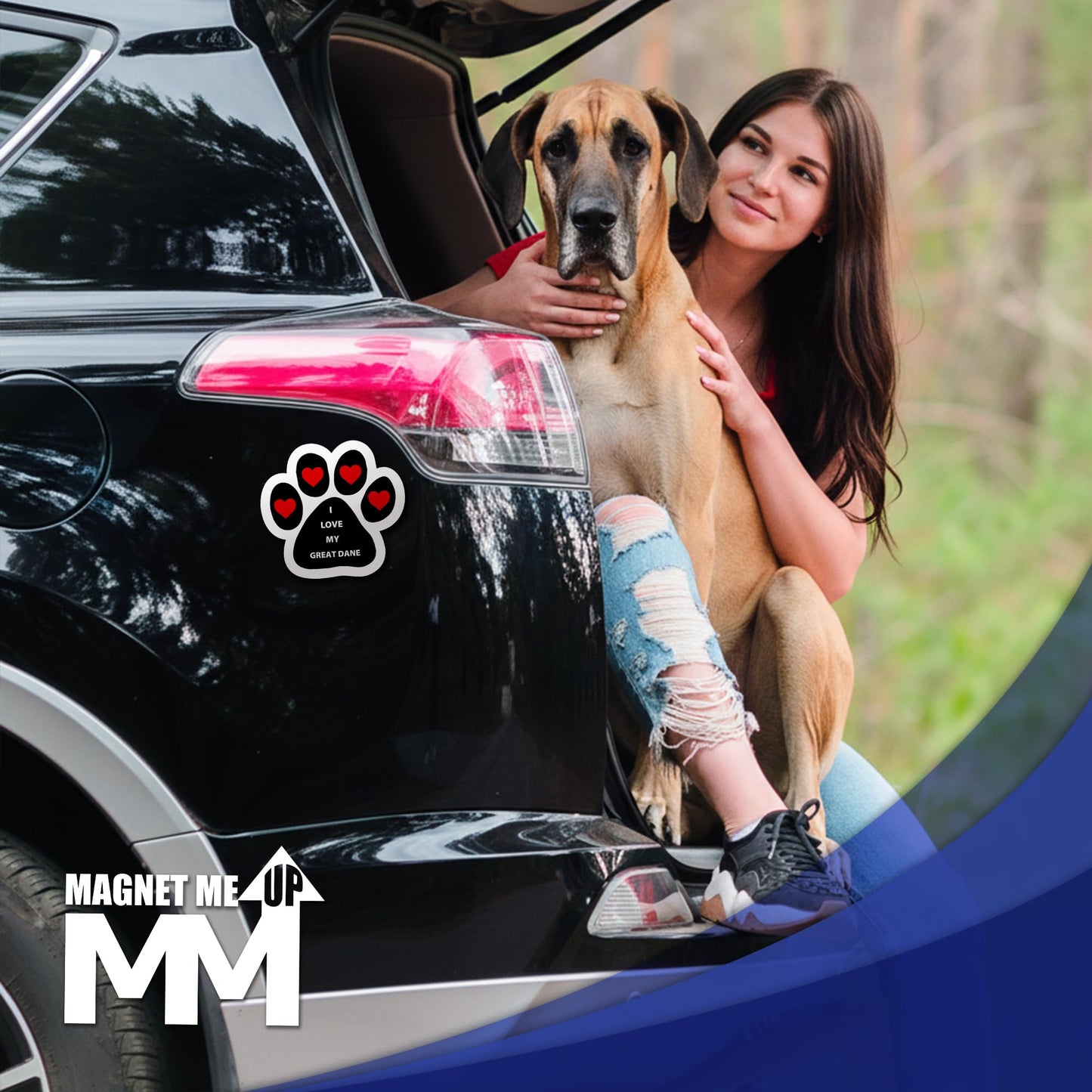 Magnet Me Up I Love My Great Dane Pawprint Shape Car Magnet - 5 Inches, Magnetic Decal for Cars, Trucks and SUVs, Ideal Gift for Dog Lovers, Weatherproof UV Printed Full-Color, Vinyl, Made in USA