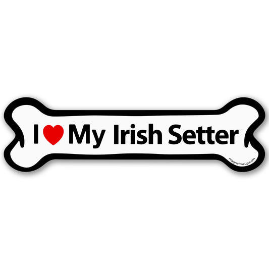 Magnet Me Up I Love My Irish Setter Car Magnet Bone Shape 2x7 Inches - Ideal Gift for Dog Lovers Accessory, Magnetic Decal for Car, Truck & SUV Full-Color UV Printed Weatherproof Vinyl, Made in USA
