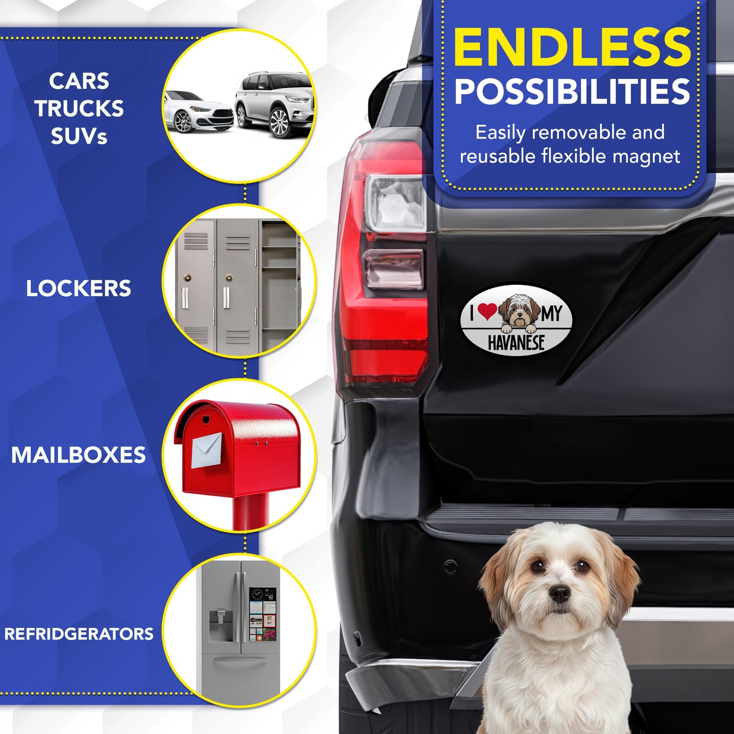 Magnet Me Up I Love My Havanese Oval-Shaped 4x6 Inches Car Magnet - Ideal Gift for Dog Lovers Accessory, Magnetic Decal for Cars & Trucks, Full-Color UV Printed Weatherproof Vinyl, Made in USA