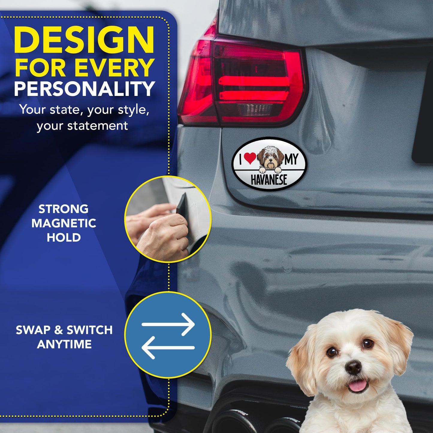 Magnet Me Up I Love My Havanese Oval-Shaped 4x6 Inches Car Magnet - Ideal Gift for Dog Lovers Accessory, Magnetic Decal for Cars & Trucks, Full-Color UV Printed Weatherproof Vinyl, Made in USA