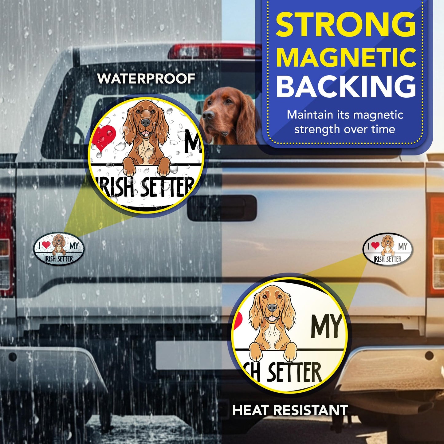 Magnet Me Up I Love My Irish Setter Car Magnet Oval Shape 4x6 Inches - Ideal Gift for Dog Lovers Accessory, Magnetic Decal for Car, Truck & SUV Full-Color UV Printed Weatherproof Vinyl, Made in USA
