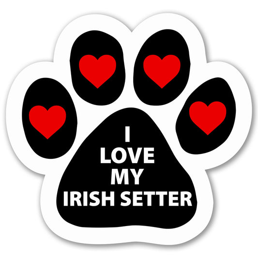 Magnet Me Up I Love My Irish Setter Car Magnet Pawprint 5 Inches - Ideal Gift for Dog Lovers Accessory, Magnetic Decal for Car, Truck & SUV Full-Color UV Printed Weatherproof Vinyl, Made in USA