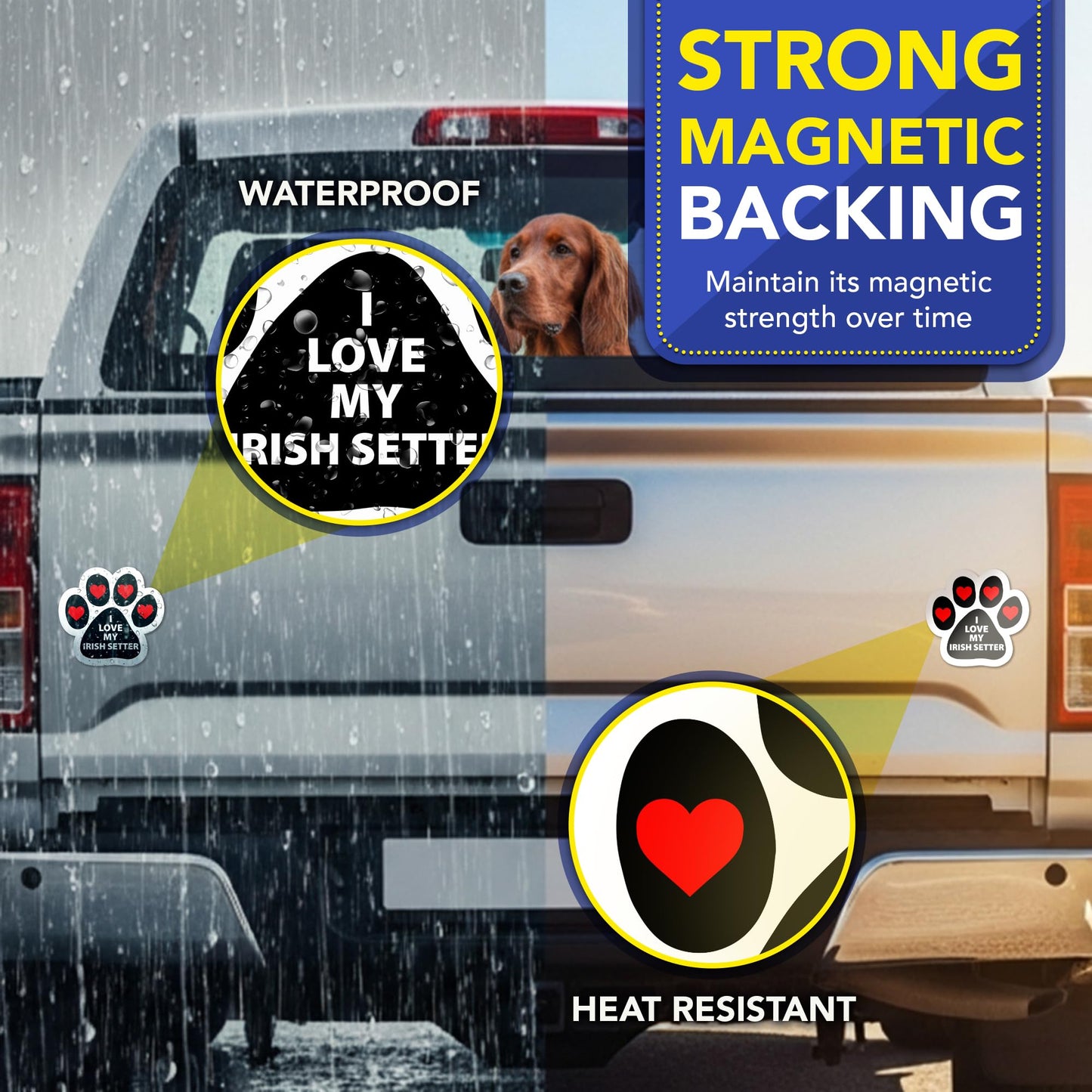 Magnet Me Up I Love My Irish Setter Car Magnet Pawprint 5 Inches - Ideal Gift for Dog Lovers Accessory, Magnetic Decal for Car, Truck & SUV Full-Color UV Printed Weatherproof Vinyl, Made in USA