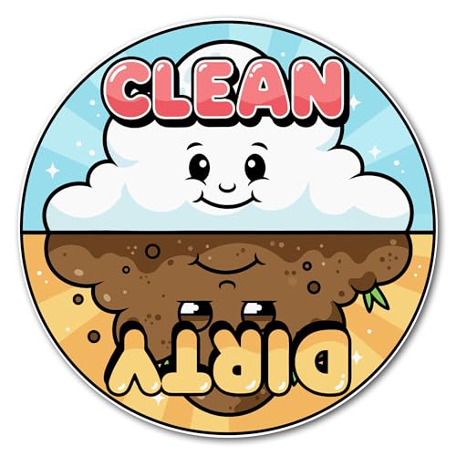 Magnet Me Up Clean or Dirty Dishwasher 5 Inches Refrigerator Magnet - Circle Reversible Sign for Dishwasher, Magnetic Decal Cute Kitchen Accessory, Durable Full-Color UV Printed Vinyl, Made in USA