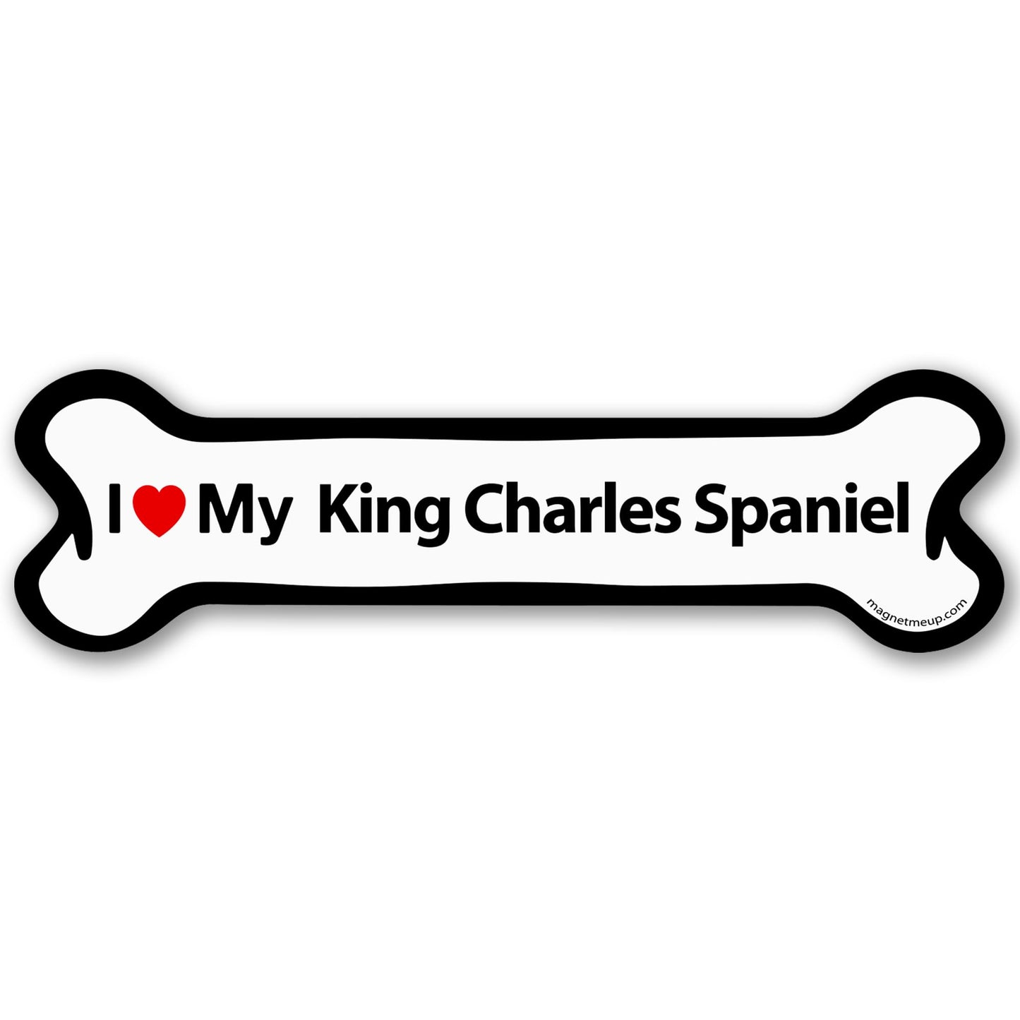 Magnet Me Up I Love My King Charles Spaniel Bone-Shaped Car Magnet - 2x7 Inches Magnetic Decal for Cars, Trucks and SUVs, Ideal Gift Dog Lover, Full-Color Weatherproof Durable Vinyl, Made in USA