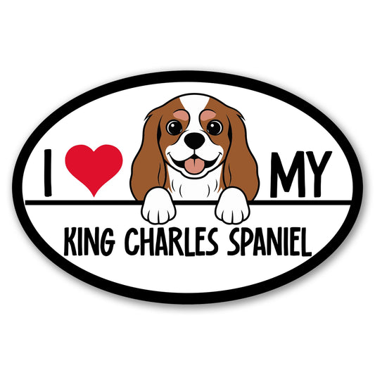 Magnet Me Up I Love My King Charles Spaniel Oval-Shaped Car Magnet - 4x6 Inches Magnetic Decal for Cars, Trucks and SUVs, Ideal Gift Dog Lover, Full-Color Weatherproof Durable Vinyl, Made in USA