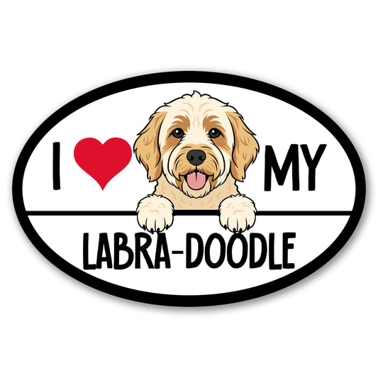 Magnet Me Up I Love My Labra-Doodle 4x6 Inches Oval-Shaped Car Magnet - Ideal Gift for Dog Lover Magnetic Decal for Cars, Trucks and SUVs, Vinyl Weatherproof Full-Color UV Printed, Made in USA
