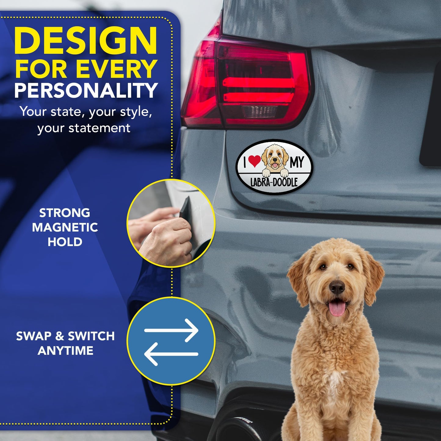 Magnet Me Up I Love My Labra-Doodle 4x6 Inches Oval-Shaped Car Magnet - Ideal Gift for Dog Lover Magnetic Decal for Cars, Trucks and SUVs, Vinyl Weatherproof Full-Color UV Printed, Made in USA