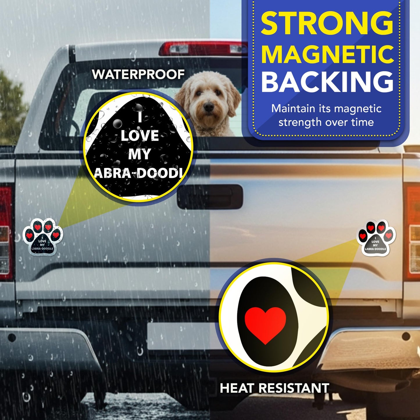 Magnet Me Up I Love My Labra-Doodle 5 Inches Pawprint Car Magnet - Ideal Gift for Dog Lover Magnetic Decal for Cars, Trucks and SUVs, Vinyl Weatherproof Full-Color UV Printed, Made in USA
