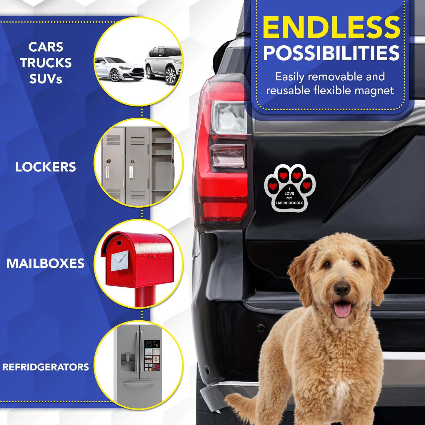 Magnet Me Up I Love My Labra-Doodle 5 Inches Pawprint Car Magnet - Ideal Gift for Dog Lover Magnetic Decal for Cars, Trucks and SUVs, Vinyl Weatherproof Full-Color UV Printed, Made in USA