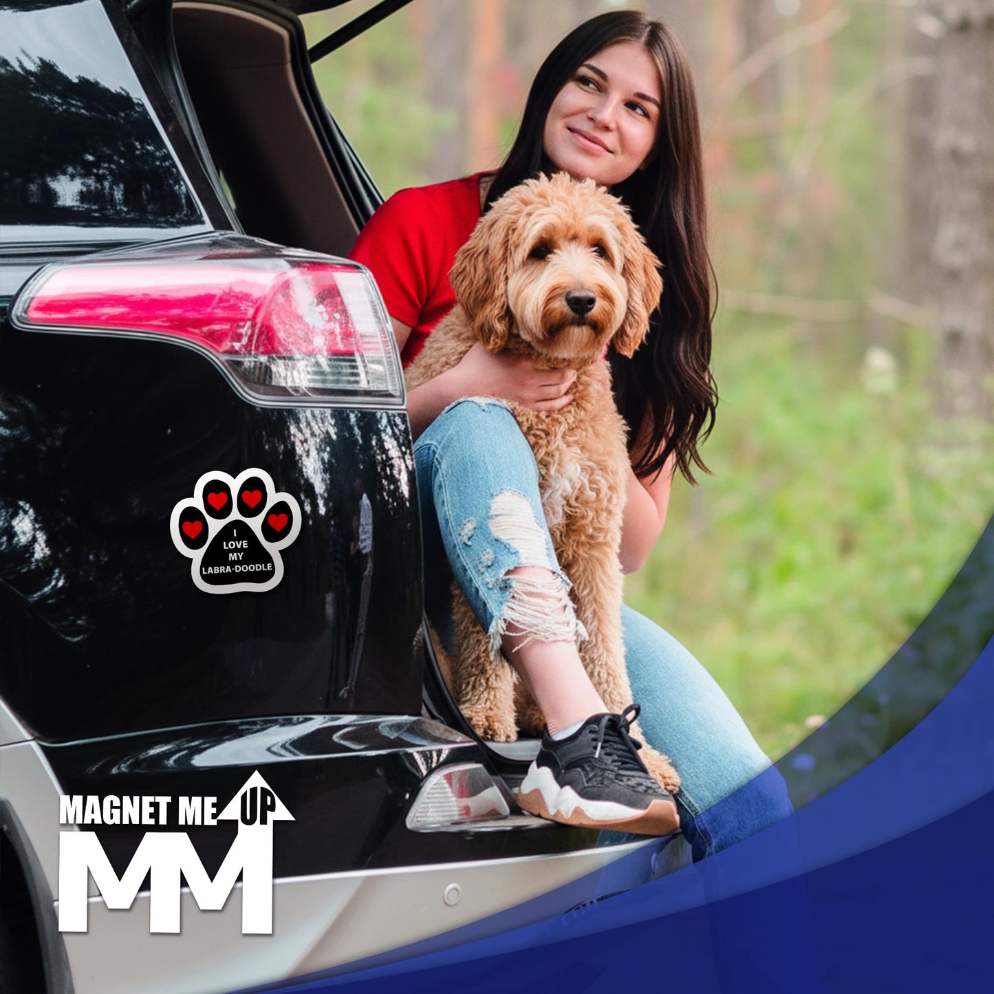Magnet Me Up I Love My Labra-Doodle 5 Inches Pawprint Car Magnet - Ideal Gift for Dog Lover Magnetic Decal for Cars, Trucks and SUVs, Vinyl Weatherproof Full-Color UV Printed, Made in USA
