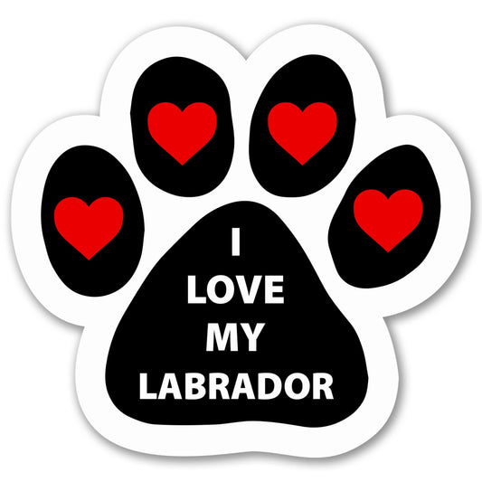 Magnet Me Up I Love My Labrador Pawprint 5 Inches Car Magnet - Ideal Gift for Dog Lover Magnetic Decal for Cars, Trucks and SUVs, Durable Weatherproof Full-Color UV Printed Vinyl, Made in USA