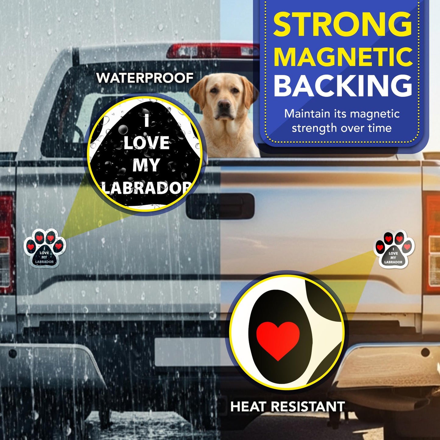 Magnet Me Up I Love My Labrador Pawprint 5 Inches Car Magnet - Ideal Gift for Dog Lover Magnetic Decal for Cars, Trucks and SUVs, Durable Weatherproof Full-Color UV Printed Vinyl, Made in USA