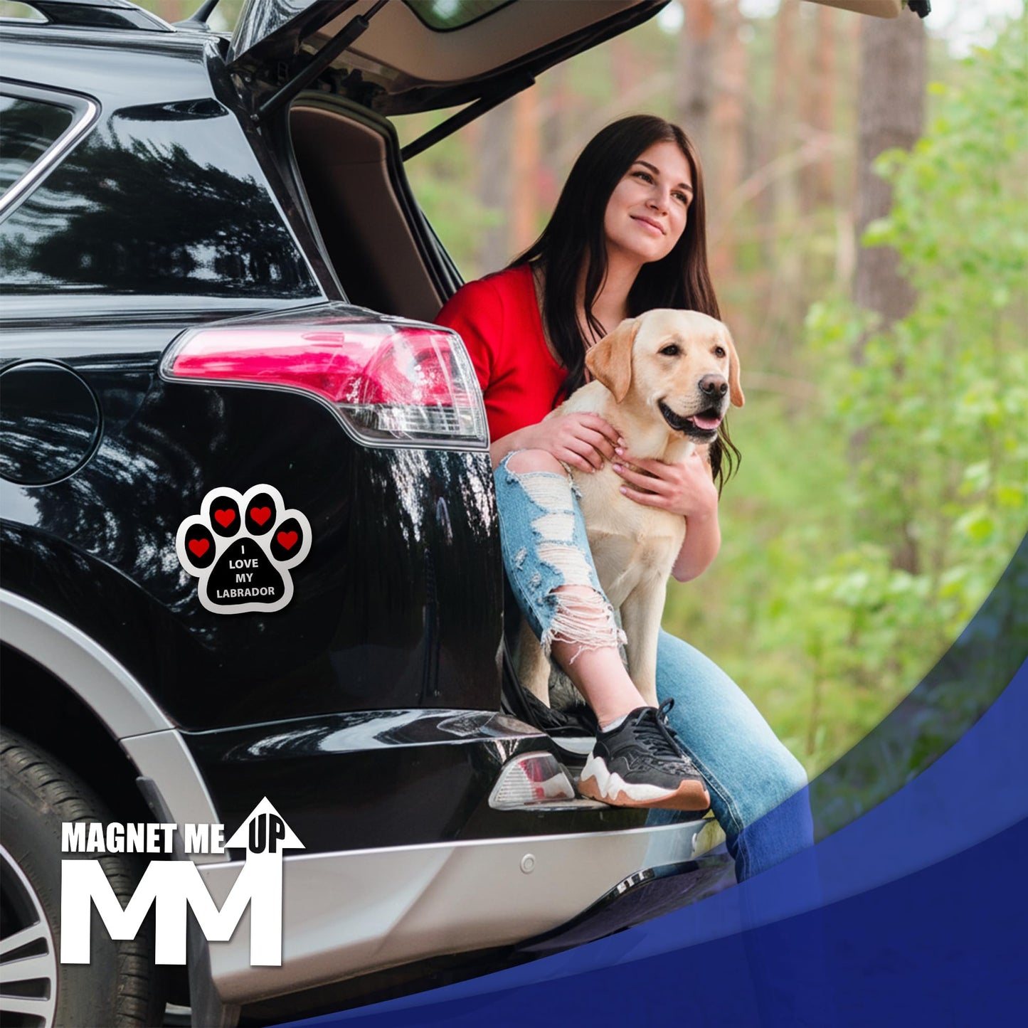 Magnet Me Up I Love My Labrador Pawprint 5 Inches Car Magnet - Ideal Gift for Dog Lover Magnetic Decal for Cars, Trucks and SUVs, Durable Weatherproof Full-Color UV Printed Vinyl, Made in USA