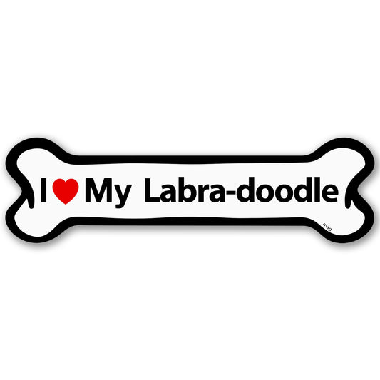 Magnet Me Up I Love My Labra-Doodle 2x7 Inches Bone-Shaped Car Magnet - Ideal Gift for Dog Lover Magnetic Decal for Cars, Trucks and SUVs, Vinyl Weatherproof Full-Color UV Printed, Made in USA