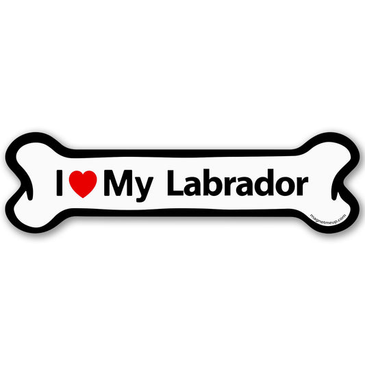 Magnet Me Up I Love My Labrador Bone-Shaped 2x7 Inches Car Magnet - Ideal Gift for Dog Lover Magnetic Decal for Cars, Trucks and SUVs, Durable Weatherproof Full-Color UV Printed Vinyl, Made in USA