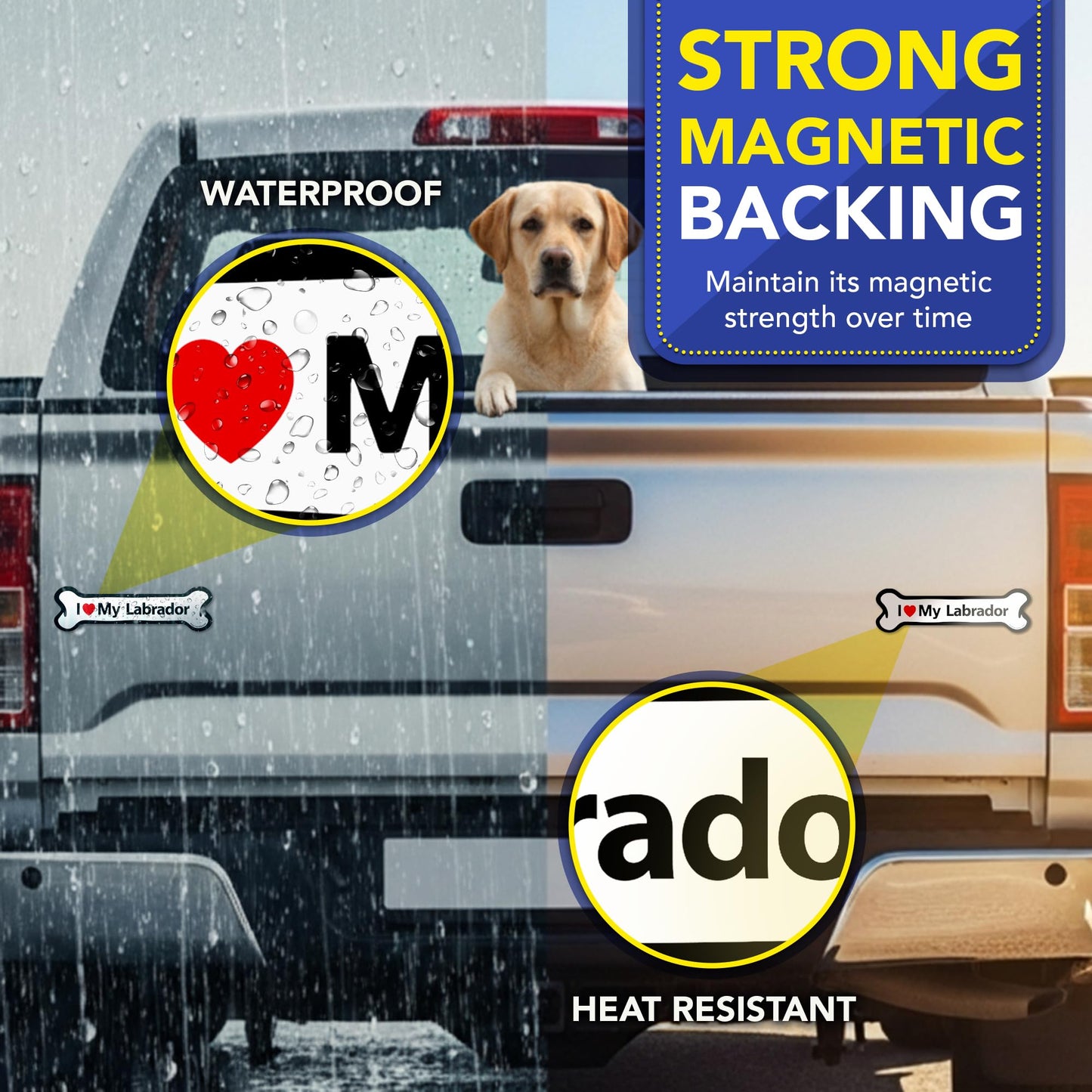 Magnet Me Up I Love My Labrador Bone-Shaped 2x7 Inches Car Magnet - Ideal Gift for Dog Lover Magnetic Decal for Cars, Trucks and SUVs, Durable Weatherproof Full-Color UV Printed Vinyl, Made in USA