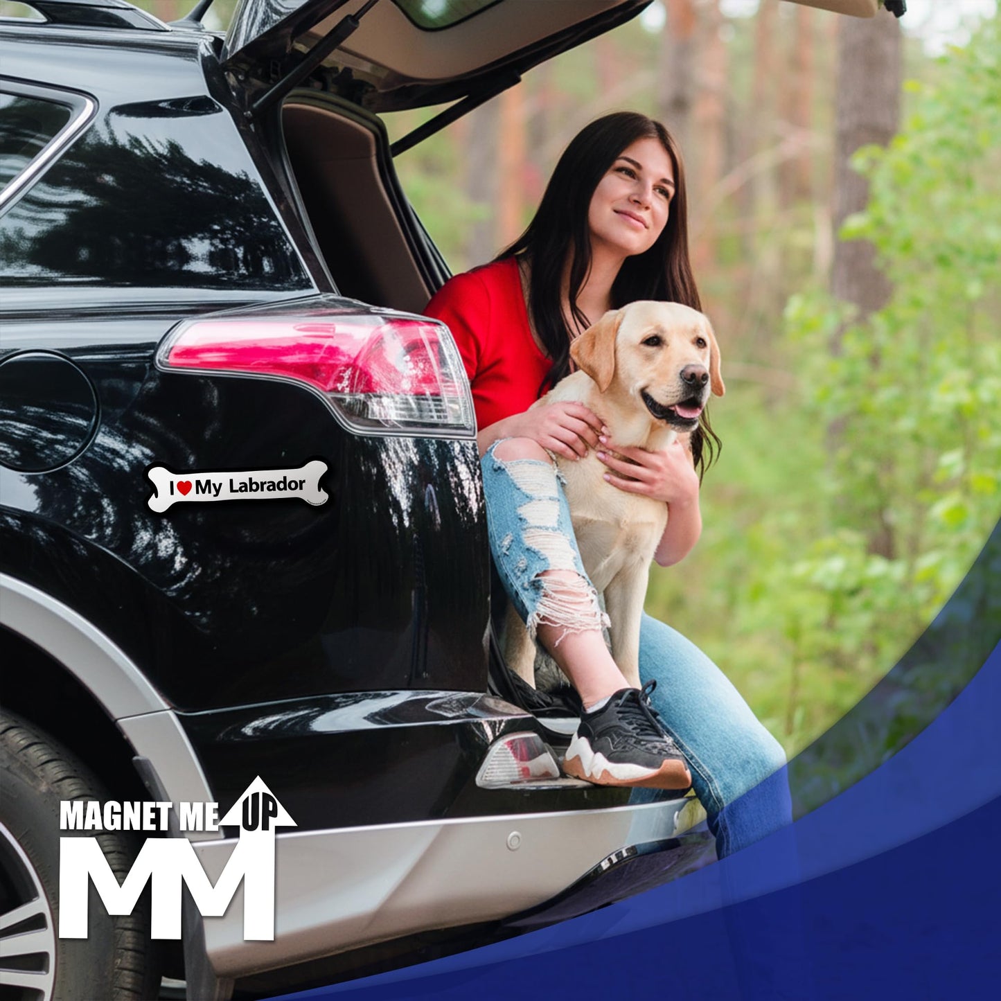 Magnet Me Up I Love My Labrador Bone-Shaped 2x7 Inches Car Magnet - Ideal Gift for Dog Lover Magnetic Decal for Cars, Trucks and SUVs, Durable Weatherproof Full-Color UV Printed Vinyl, Made in USA