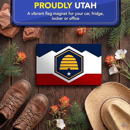 Magnet Me Up Utah Patriotic Flag Car Magnet 3x5 Inches - Magnetic Decal Accessories for Cars, Trucks & SUVs - Ideal Durable Gift, Full-Color UV Printed Weatherproof Vinyl, Made in USA