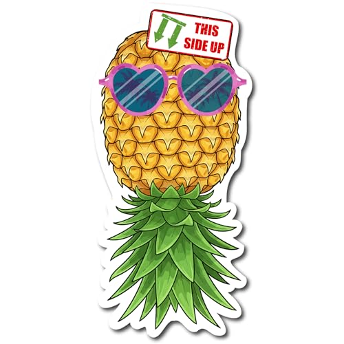 Magnet Me Up 4x6 Upside Down Pineapple Magnetic Decal - This Side Up with Heart Sunglasses Funny Swinger Symbol Cruise Door Magnet, Waterproof Outdoor Refrigerator Magnet, UV Printed, Made in USA