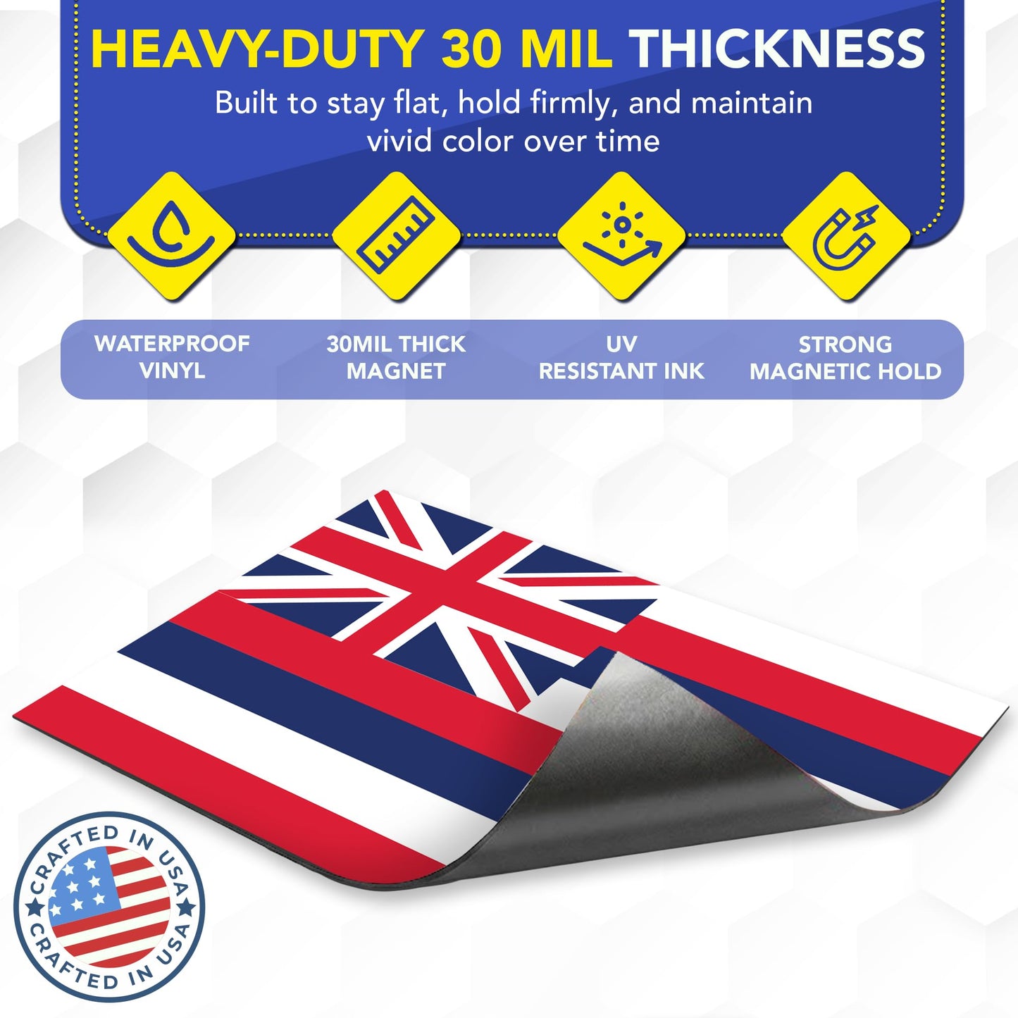 Magnet Me Up Hawaii US State Flag Magnet Decal, 3x5 Inches, Heavy Duty Automotive Magnet for Car, Truck SUV, Any Other Magnetic Surface, Collectible Souvenir, Show Your State Pride, Crafted in USA