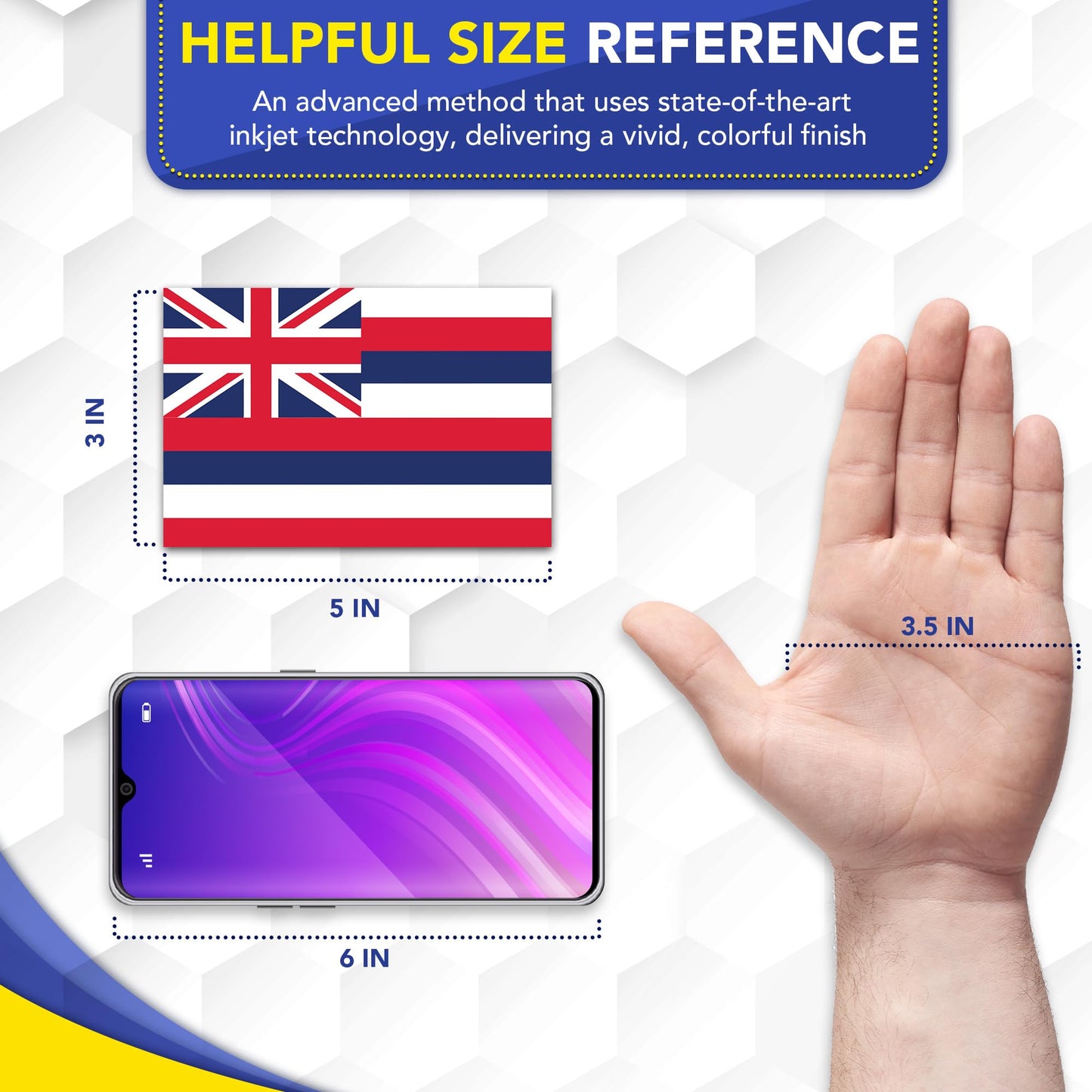 Magnet Me Up Hawaii US State Flag Magnet Decal, 3x5 Inches, Heavy Duty Automotive Magnet for Car, Truck SUV, Any Other Magnetic Surface, Collectible Souvenir, Show Your State Pride, Crafted in USA