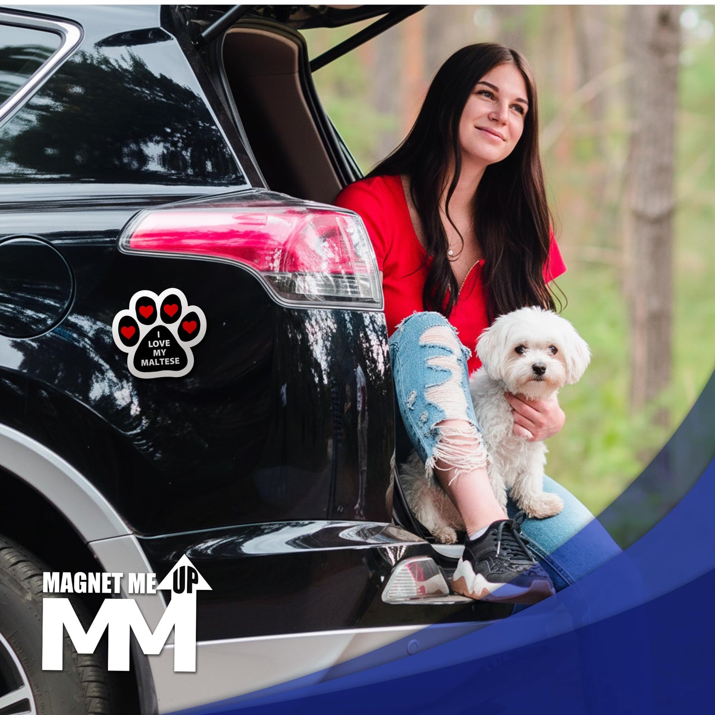 Magnet Me Up I Love My Maltese 5x5 Inches Magnetic Decal for Cars, Trucks and SUVs - Pawprint Shape Car Magnet Ideal Accessories Gift for Dog Lover, UV Printed Weatherproof Vinyl, Made in USA