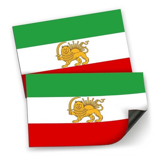 Magnet Me Up Iran Lion Flag Car Magnet 3"x5", 2 Pack, Pre Revolution Lion and Sun Persian Flag Magnetic Decal, Weatherproof Full-Color- forCar, Trucks & SUV Fridge Accessory, Made in USA