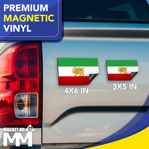 Magnet Me Up Iran Lion Flag Car Magnet 3"x5", 2 Pack, Pre Revolution Lion and Sun Persian Flag Magnetic Decal, Weatherproof Full-Color- forCar, Trucks & SUV Fridge Accessory, Made in USA