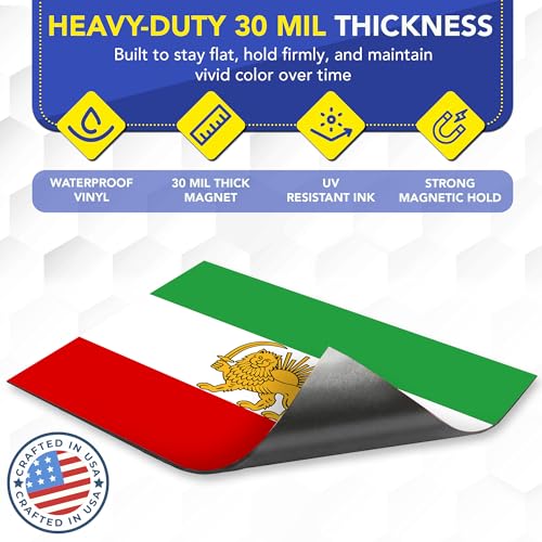 Magnet Me Up Iran Lion Flag Car Magnet 3"x5", 2 Pack, Pre Revolution Lion and Sun Persian Flag Magnetic Decal, Weatherproof Full-Color- forCar, Trucks & SUV Fridge Accessory, Made in USA