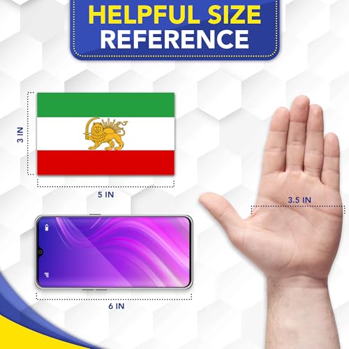 Magnet Me Up Iran Lion Flag Car Magnet 3"x5", 2 Pack, Pre Revolution Lion and Sun Persian Flag Magnetic Decal, Weatherproof Full-Color- forCar, Trucks & SUV Fridge Accessory, Made in USA