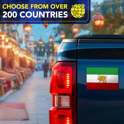 Magnet Me Up Iran Lion Flag Car Magnet 3"x5", 2 Pack, Pre Revolution Lion and Sun Persian Flag Magnetic Decal, Weatherproof Full-Color- forCar, Trucks & SUV Fridge Accessory, Made in USA