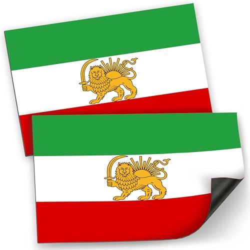Magnet Me Up Iran Lion Flag Car Magnet 4"x6", 2 Pack, Pre Revolution Lion and Sun Persian Flag Magnetic Decal, Weatherproof Full-Color- forCar, Trucks & SUV Fridge Accessory, Made in USA