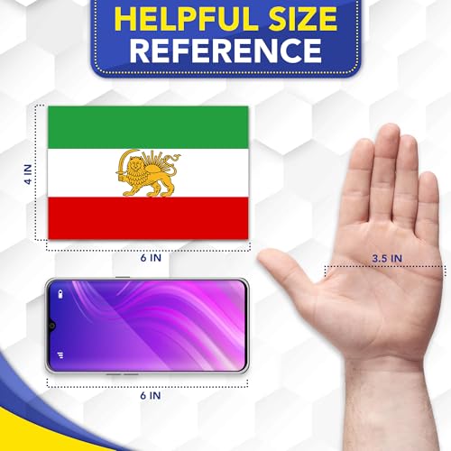 Magnet Me Up Iran Lion Flag Car Magnet 4"x6", 2 Pack, Pre Revolution Lion and Sun Persian Flag Magnetic Decal, Weatherproof Full-Color- forCar, Trucks & SUV Fridge Accessory, Made in USA