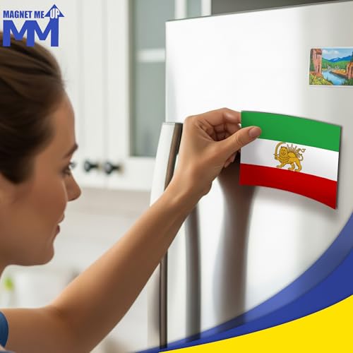 Magnet Me Up Iran Lion Flag Car Magnet 4"x6", 2 Pack, Pre Revolution Lion and Sun Persian Flag Magnetic Decal, Weatherproof Full-Color- forCar, Trucks & SUV Fridge Accessory, Made in USA